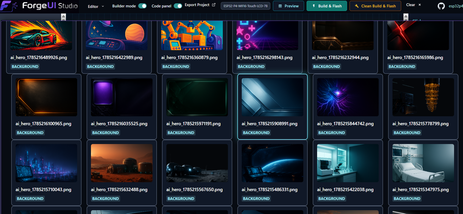 Hero Background Manager ForgeUI Starter interface preview